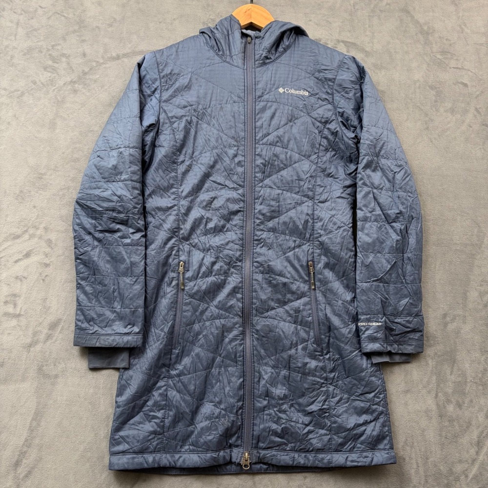 Columbia Omni-Heat Hooded Quilted Parka Jacket Blue Small